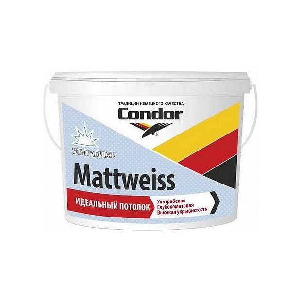 Краска Condor Mattweiss глубокоматовая, 1,5кг 620x620 в Материке