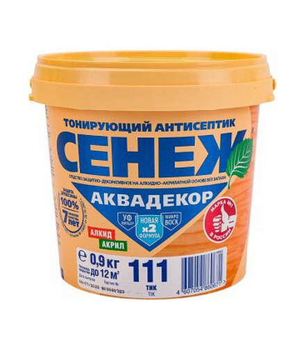 Антисептик Сенеж АКВАДЕКОР 111 тик, 0,9 кг 438x503 в Материке