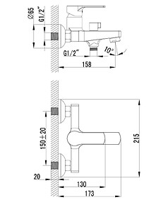 Смеситель PLUS GRACE LM1512C (для ванны, короткий излив)