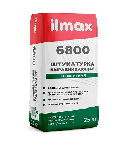 Штукатурка ILMAX 6800 цементная, 25кг 438x503 в Материке