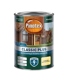 Пропитка-антисептик Pinotex Classic Plus 3 в 1 бесцветная, 0,9л 238x286 в Материке