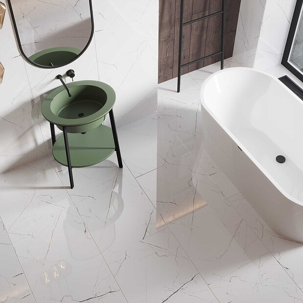 Керамогранит Onlygres MARBLE 101 60х120 см 1,44 м2 цвет white glossy 620x620 в Материке