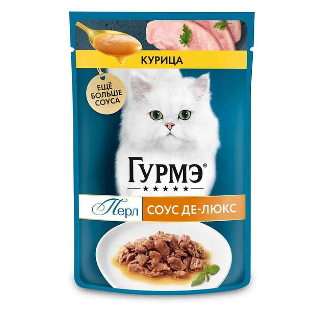 Корм для взрослых кошек GOURMET PERLE курица соус (75г)