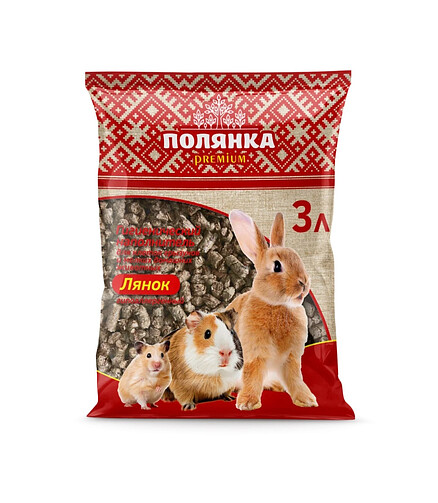 Наполнитель растительный льняной Полянка Премиум Лянок (3л) 438x503 в Материке