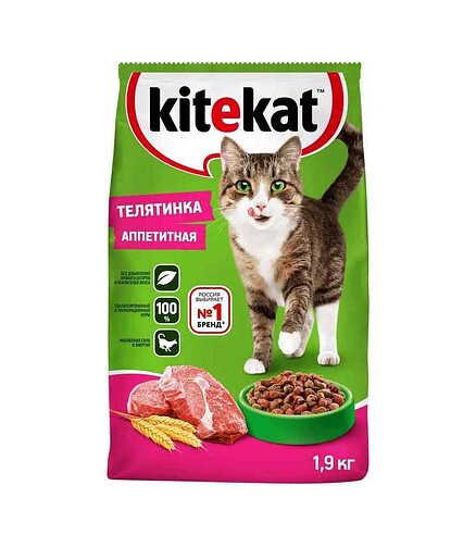 Корм для кошек KITEKAT Аппетитная Телятинка (1,9кг) 438x503 в Материке