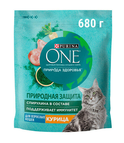 Корм для кошек Purina ONE Природа Здоровья, курица (0,68кг) 438x503 в Материке