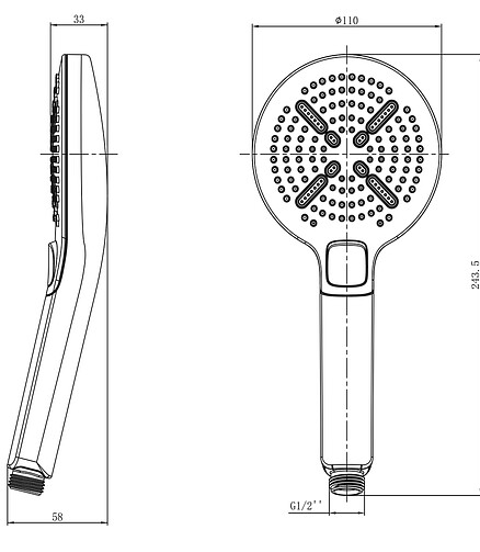 Лейка для душа LM8114C, 3 ф-ции d 110мм, хром 438x503 в Материке - Вариант 2
