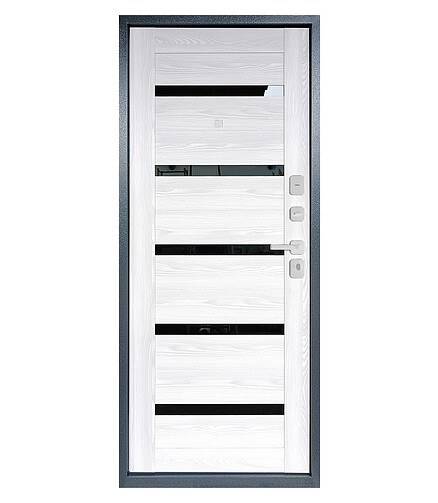 Дверь металлическая АТЛАНТ-504 (Букле серый Ривьера Айс)/2050х860/R 438x503 в Материке - Вариант 2
