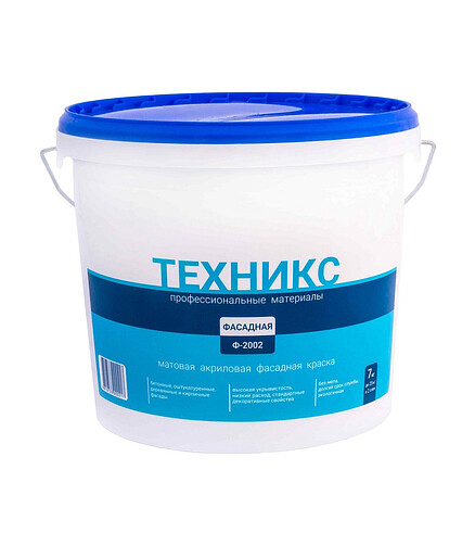 Краска ТЕХНИКС Фасад Ф-2002P белая, 7кг 438x503 в Материке
