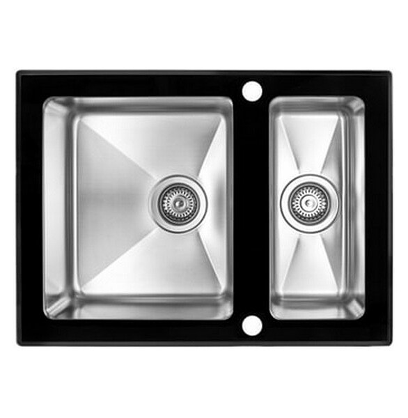 Мойка ZORG GS 6750-2 black 1,5 чаши 675х500мм черное стекло нерж 1,0мм с выпуск. 586x674 Мойка ZORG GS 6750-2 black 1,5 чаши 675х500мм черное стекло нерж 1,0мм с выпуск. 586x674 в Материке