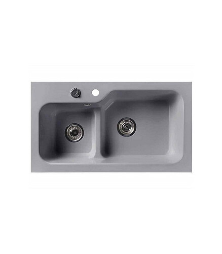 Мойка SG-REC-DUO-8045 800х452мм 1,5 чаши иск.мрамор-СЕРЫЙ СЛАНЕЦ прав. с сифоном 438x503 в Материке