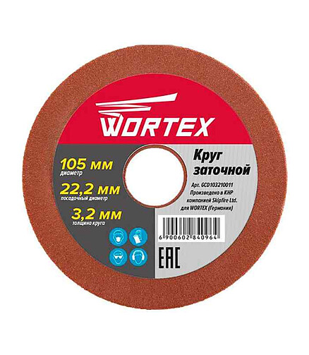 Круг д/станка по заточке цепей WORTEX 105х22.2х3.2мм 438x503 в Материке