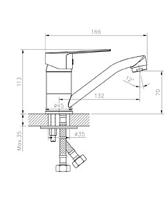 Смеситель ROSSINKA S35-22 (для умывальника) поворотный излив