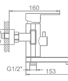 Смеситель L73216 (для ванны, короткий излив) нерж.сталь