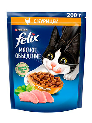 Корм для кошек FELIX Мясное объедение, курица (0,2кг) 238x286 в Материке