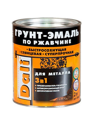 Грунт-эмаль Dali по ржавчине коричневая, 2л 238x286 в Материке