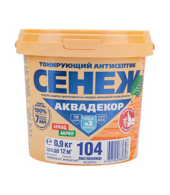 Антисептик Сенеж АКВАДЕКОР 104 лиственница, 0,9 кг 586x674 в Материке