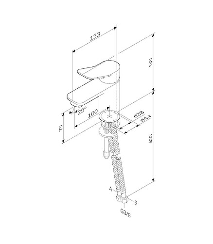 Смеситель X-JOY F85A02122 (для умывальника) черный 438x503 в Материке - Вариант 2
