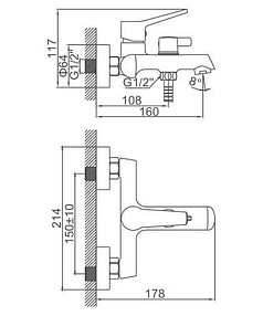 Смеситель L3269 (для ванны, короткий излив)