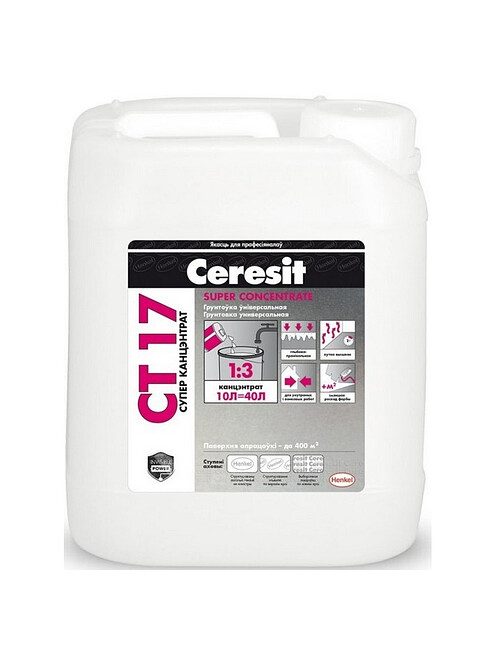 Грунтовка CERESIT CT 17 Super Concentrate (1:3), 10л 495x660 Грунтовка CERESIT CT 17 Super Concentrate (1:3), 10л 495x660 в Материке