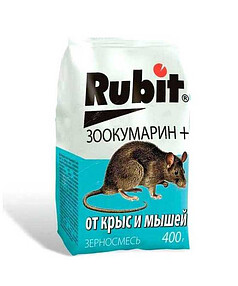 Средство Зерновая смесь от крыс и мышей Rubit Зоокумарин+, родентицид (400г)