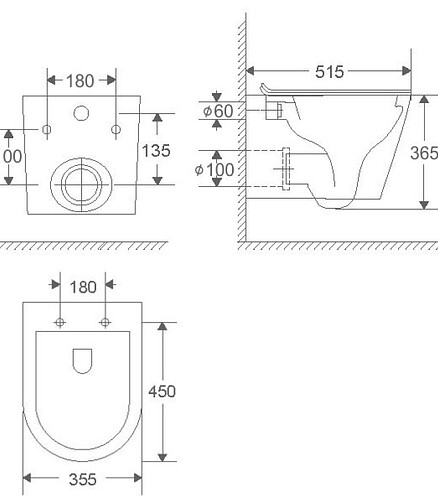 Унитаз WISLA подвесной безободковый ТОРНАДО с сиденьем DUROPLAST Slim S-Close 438x503 в Материке - Вариант 4