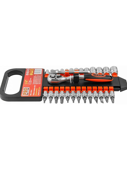 Набор головок с трещоткой STARTUL PRO-42814 1/4" 28шт/уп. 495x660 Набор головок с трещоткой STARTUL PRO-42814 1/4" 28шт/уп. 495x660 в Материке