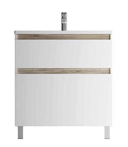 Тумба X-JOY M85AFSX0802WG 80см напольная белый глянец/светлое дерево 438x503 в Материке