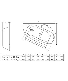 Ванна акриловая асимметричная ALBA SPA KATRINA 150х100см правая без ножек