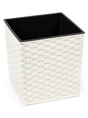 Кашпо JUKA RATTAN с вкладышем (40x41см) пластик белый LA597-05 238x286 в Материке