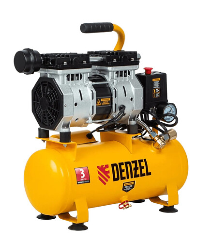 Компрессор безмасляный DENZEL DLS650/10 0.65кВт 10л 120л/мин 438x503 в Материке