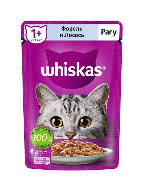 Корм для кошек WHISKAS форель с лососем, рагу(75г) 495x660 Корм для кошек WHISKAS форель с лососем, рагу(75г) 495x660 в Материке