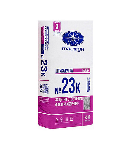 Штукатурка Тайфун Мастер № 23К-2 Корник 1,5мм белая, 25кг 438x503 в Материке