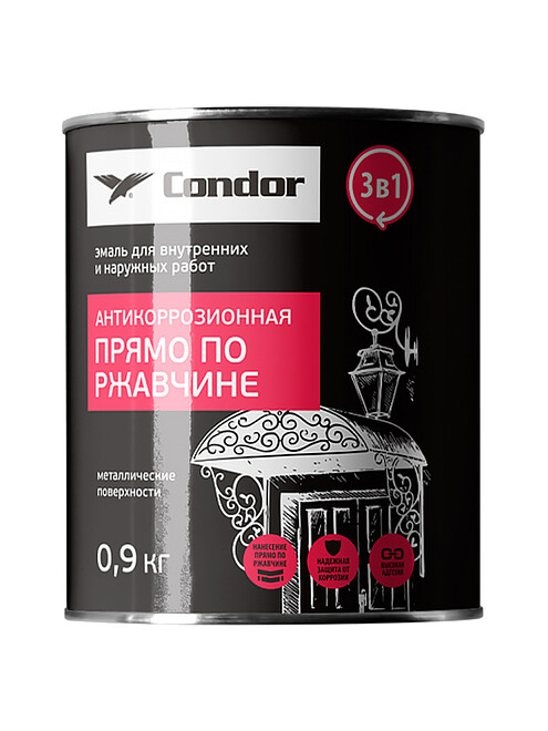Эмаль Condor антикоррозионная прямо по ржавчине 3 в 1 графитово-серая, 0,9кг 495x660 Эмаль Condor антикоррозионная прямо по ржавчине 3 в 1 графитово-серая, 0,9кг 495x660 в Материке