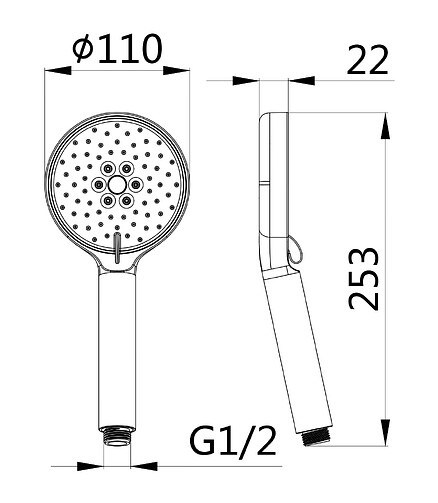 Лейка для душа ESKO SPL1203-2 d120мм 3 функции форсунки Self-Clean Device 438x503 в Материке - Вариант 2