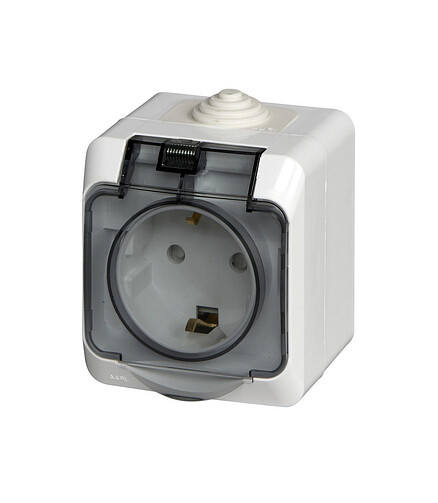 Розетка ЭТЮД PA16-044B 1мест. IP44 белый 438x503 в Материке
