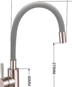 Смеситель SNAKE K44 G (для кухни) нерж.сталь, гибкий излив серый 238x286 в Материке - Вариант 2