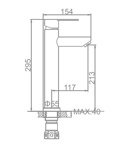 Смеситель L71103 (для умывальника) нерж.сталь 438x503 в Материке - Вариант 3