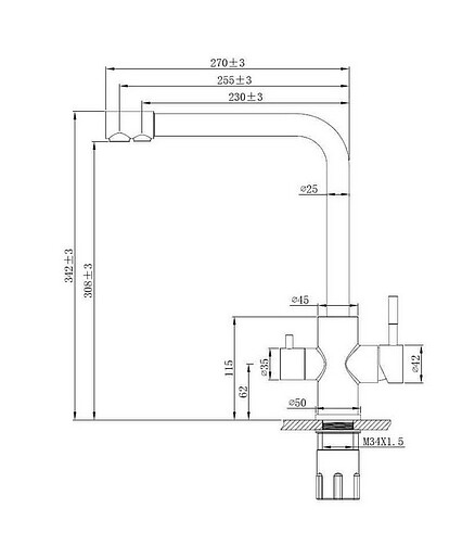 Смеситель ESKO K24 (для кухни) на две воды, нерж.сталь 438x503 в Материке - Вариант 2