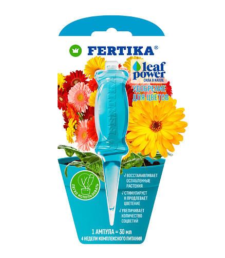 Удобрение FERTIKA Leaf Power для цветов, минеральное (1*30мл) 438x503 в Материке