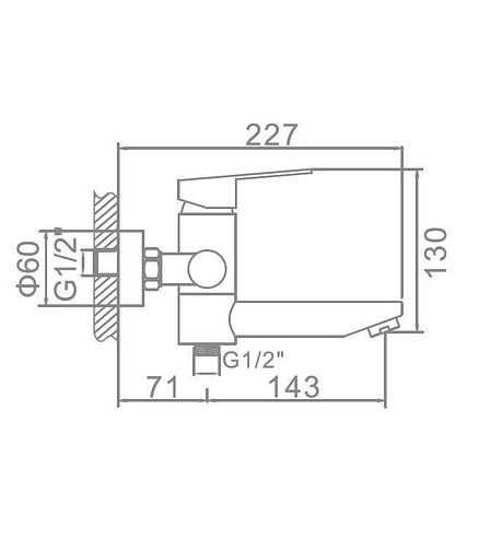 Смеситель L73103 (для ванны, короткий поворотный излив) нерж.сталь 438x503 в Материке - Вариант 2