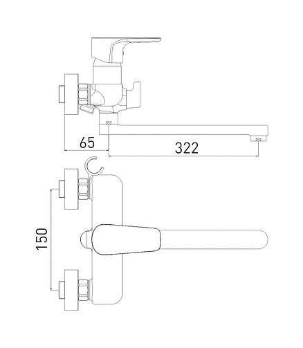 Смеситель EVO 7121297С-35L(F) (для ванны, длинный излив) с душ.комплектом 438x503 в Материке - Вариант 2