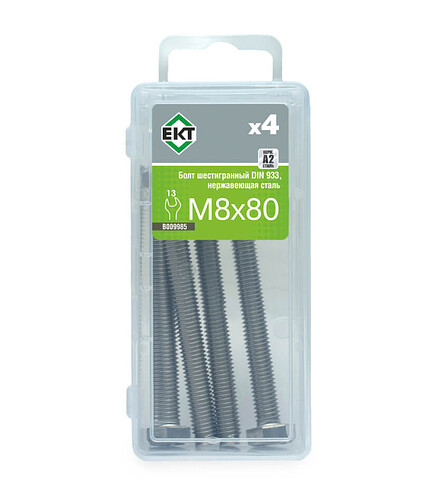 Болт 6-гранный M8х80, DIN933, НЕРЖ. СТАЛЬ, ЕКТ (уп=4шт) 438x503 в Материке