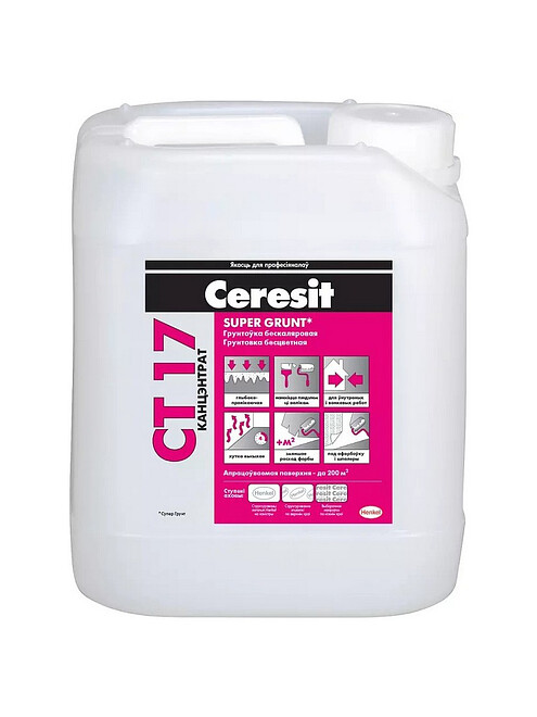 Грунтовка CERESIT CT 17 Super Grunt концентрат бесцветный, 5л 495x660 Грунтовка CERESIT CT 17 Super Grunt концентрат бесцветный, 5л 495x660 в Материке