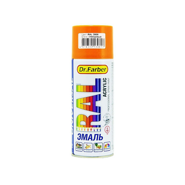 Эмаль Dr.Farber аэроз. акрил универс. RAL 2008 глянц. 520мл