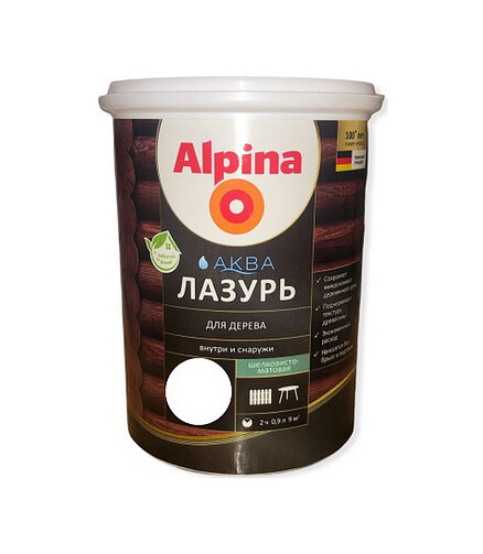 Лазурь Alpina АКВА для дерева Белый, 0,9л 438x503 в Материке