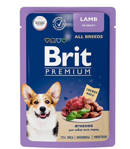 Корм для собак Brit Premium ягненок, соус (85г) 438x503 в Материке