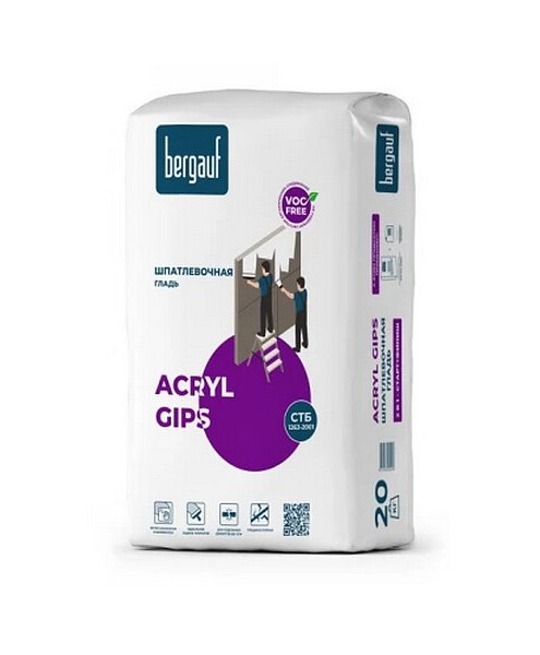Шпатлевка Bergauf Acryl Gips, 20кг 495x660 Шпатлевка Bergauf Acryl Gips, 20кг 495x660 в Материке