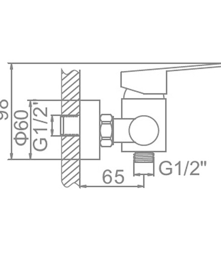 Смеситель L72003 (для душа) нерж.сталь 438x503 в Материке - Вариант 2