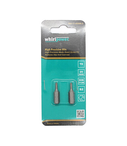 Бита WHIRLPOWER T8 25мм 2шт/уп. 438x503 в Материке